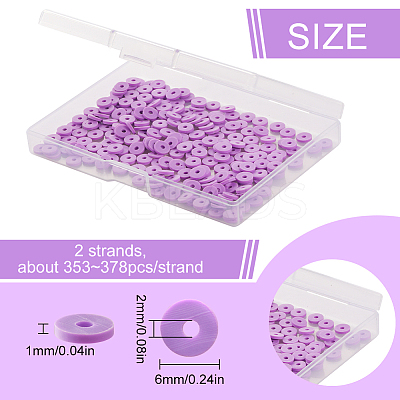 2 Strands Flat Round Handmade Polymer Clay Beads CLAY-SC0001-54C-1