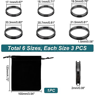18pcs 6 Style 304 Stainless Steel Grooved Finger Ring Settings STAS-UN0040-58-1