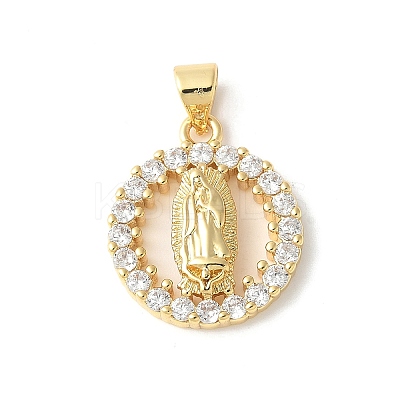 Brass Micro Pave Clear Cubic Zirconia Pendants ZIRC-I071-02G-02-1