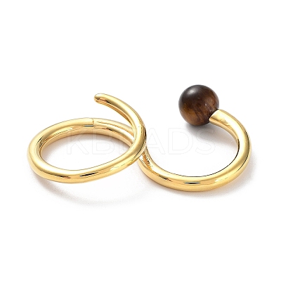 Natural Tiger Eye Double Rings RJEW-B046-01G-01-1
