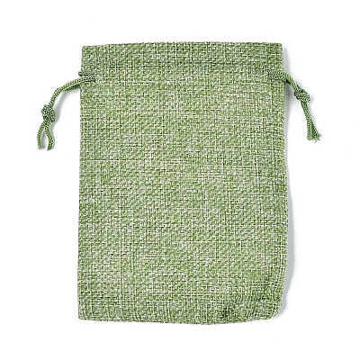 Polyester Imitation Burlap Packing Pouches Drawstring Bags ABAG-R005-14x10-02-1