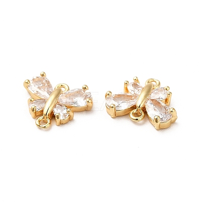 Brass Clear Cubic Zirconia Connector Charms KK-M233-53G-1