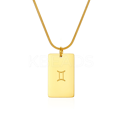 Stylish Stainless Steel 12 Zodiac Rectangle Pendant Necklaces for women GA2858-9-1