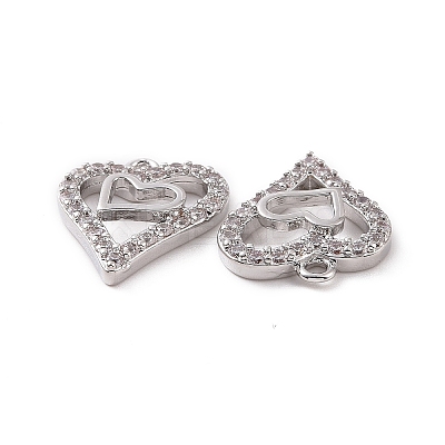 Brass Micro Pave Clear Cubic Zirconia Charms KK-E068-VF187-1