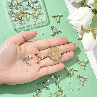 24Pcs 2 Colors 316 Surgical Stainless Steel Clip-on Earring Converters Findings STAS-SC0010-34B-1
