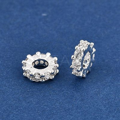 Brass Micro Pave Clear Cubic Zirconia Beads KK-K300-02C-S-1