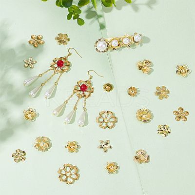 100Pcs 10 Styles Brass Bead Caps for DIY Hair Decoration Accessories KK-PH0005-72-1