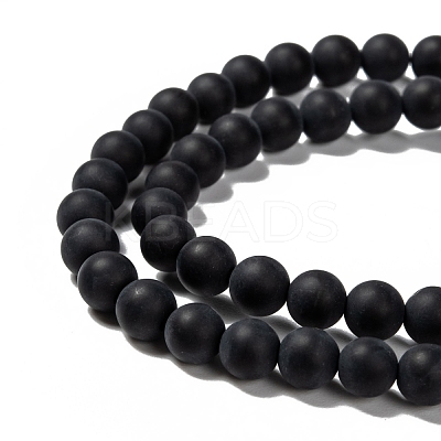 Dyed & Heated Natural Black Agate Bead Strands X-G-H056-6mm-1