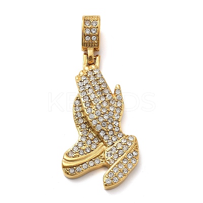 304 Stainless Steel Rhinestone Pendants STAS-V008-35G-1