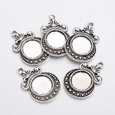 Tibetan Style Zinc Alloy Flat Round Pendant Cabochons Settings LS-X-TIBEP-R334-252AS-RS-1