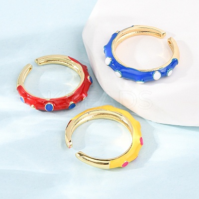 Brass Enamel Cuff Open Rings RJEW-P183-06G-M-1