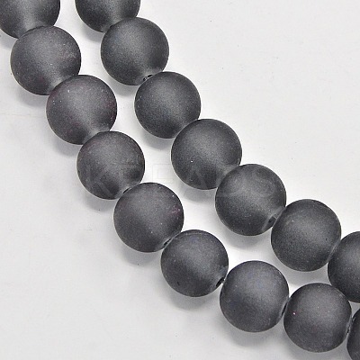 Baking Paint Frosted Glass Bead Strands GGB10MMY-DKM-1