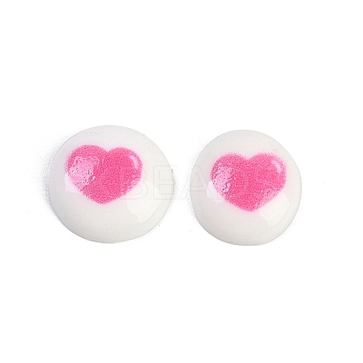 White and Pink Flat Round Cartoon Resin Cabochons CRES-Q009-01F-1
