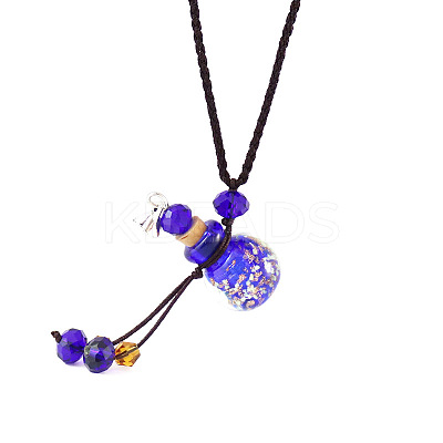 Lampwork Perfume Bottle Pendant Necklace with Glass Beads BOTT-PW0002-059B-06-1