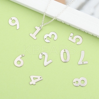 Tarnish Resistant 201 Stainless Steel Number Charms STAS-S035-M-1
