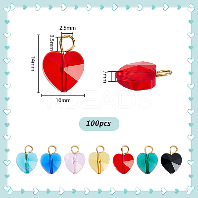 100Pcs Transparent Glass Charms PALLOY-GA00031-1