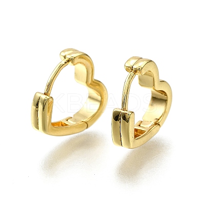 Heart Brass Hoop Earrings LS-EJEW-H157-05G-1