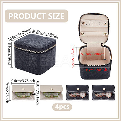 Portable Imitation Leather Jewelry Storage Zipper Boxs with 4 Insert Bags CON-WH0202-001A-1