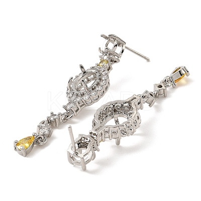 Rack Plating Brass with Cubic Zirconia Stud Earrings Finding KK-Z085-11P-1