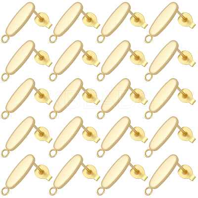 30Pcs 201 Stainless Steel Oval Stud Earring Findings STAS-BBC0010-07-1