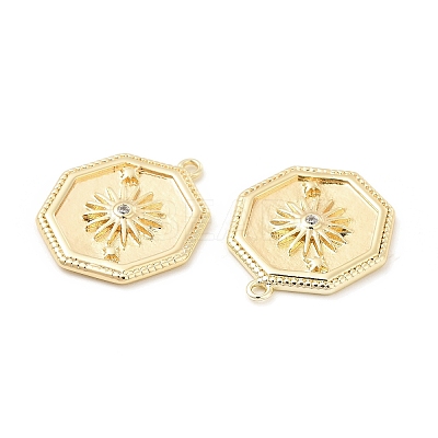 Brass with Micro Pave Clear Cubic Zirconia Pendants KK-B062-05G-1