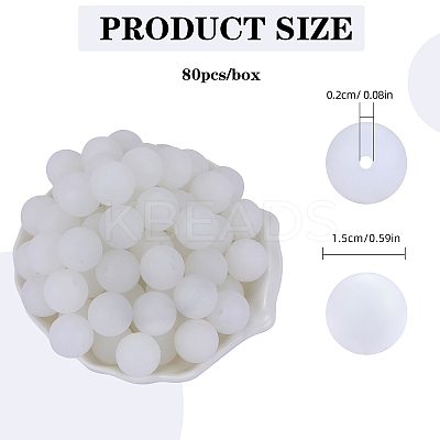 80Pcs Round Silicone Focal Beads SIL-SZ0001-24-18-1