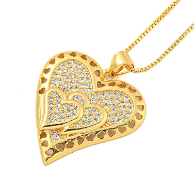 Brass Micro Pave Clear Cubic Zirconia Pendant Necklaces NJEW-M220-01A-G-1