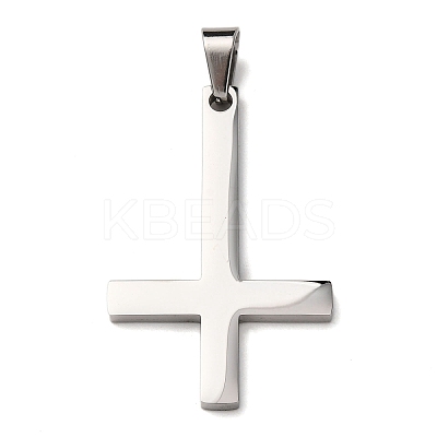 304 Stainless Steel Christian Inverted Cross Pendants STAS-F323-10P-1