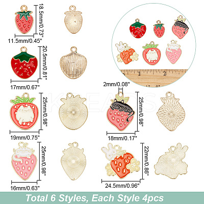 24Pcs 6 Style Zinc Alloy Enamel Pendants ENAM-AR0001-68-1