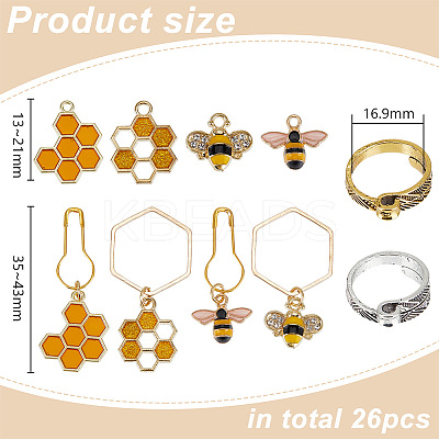 26Pcs Bees Honeycomb DIY Knitting Tool Sets HJEW-GO00003-1