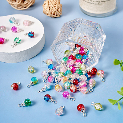 78Pcs 13 Colors Transparent Spray Painting Crackle Glass Charms PALLOY-TAC0088-1