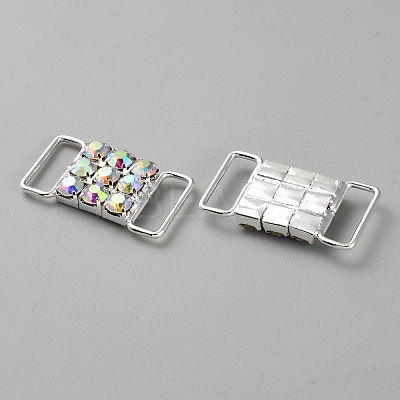 Brass Crystal Rhinestone Bikini Connectors/Buckle with Buttons. for Swimming Wear Bikini Decoration FIND-WH0161-67C-1