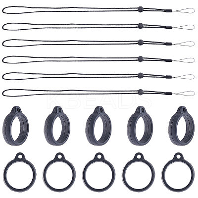 36Pcs Silicone Rings with 6Pcs Polyester Necklace Lanyard Anti-Loss Pendant Holder DIY-GF0008-07B-1