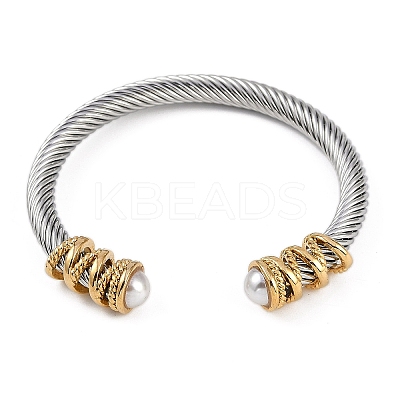 Ion Plating(IP) 304 Stainless Steel Cuff Bangles for Women STAS-M023-16GP-1