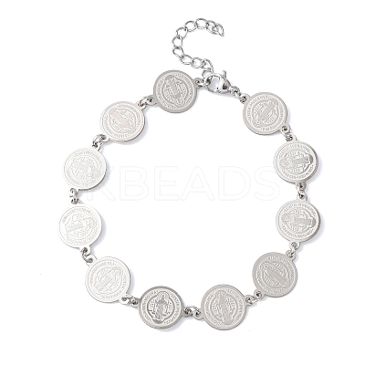 Religion 304 Stainless Steel Link Chain Bracelets for Women LS-BJEW-F524-01P-1