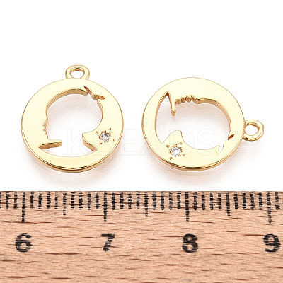 Brass Micro Pave Clear Cubic Zirconia Pendants KK-T078-09G-02-1
