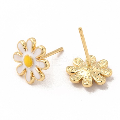 Enamel Daisy Flower Stud Earrings EJEW-G341-04G-1