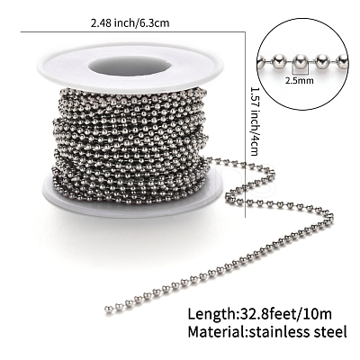 304 Stainless Steel Ball Chains and Ball Chain Connectors Set CHS-YW0001-01C-1