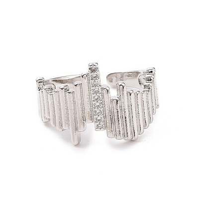 Clear Cubic Zirconia Irregular Open Cuff Ring RJEW-B028-01P-1