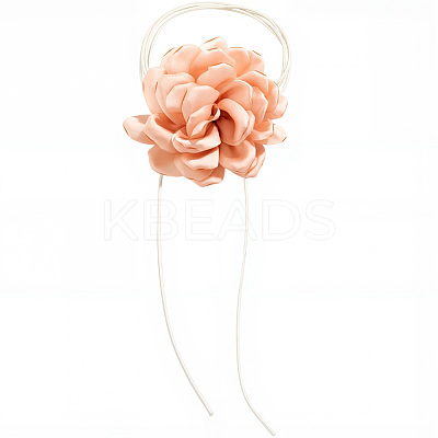 1Pc Retro Cloth Rose Flower Waxed Cord Wrap Choker Necklaces for Women NJEW-CP0001-05D-1