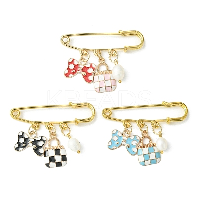 Bowknot & Bag Alloy Enamel Pendant Brooch Pin JEWB-BR00111-1