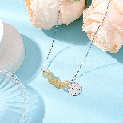 Natural Citrine Chip & Constellation Pendant Necklaces NJEW-JN05084-03-1