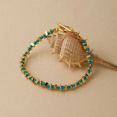Synthetic Turquoise & Brass Beaded Bracelets for Women XC1263-1