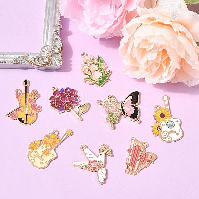 8Pcs 8 Styles Rack Plating Alloy Enamel Pendants FIND-FP0002-65-1