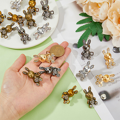 10Pcs 5 Colors Rabbit Shape Alloy Adjustable Jean Button Pins AJEW-DC0001-17-1