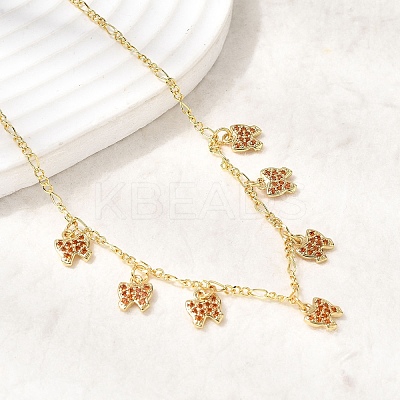 Brass Micro Pave Cubic Zirconia Butterfly Pendant Necklaces NJEW-B157-15G-1