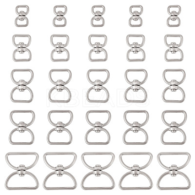 25Pcs 5 Styles Zinc Alloy Swivel Clasps FIND-TA0008-31-1