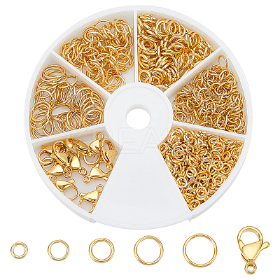 530Pcs 5 Styles 304 Stainless Steel Open Jump Rings and 10Pcs Lobster Claw Clasps STAS-WR0001-30A-1
