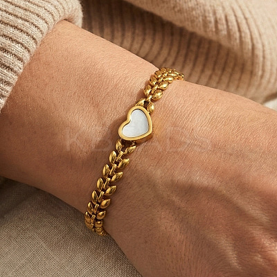 304 Stainless Steel & Natural Shell Link Bracelets WG3EE75-01-1