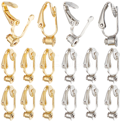 40Pcs 2 Colors Brass Clip-on Earring Converters Findings KK-SC0004-18-1